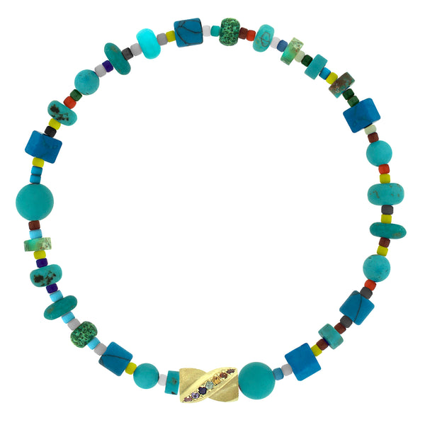 luis morais Rainbow Sapphire Drill Bit Turquoise Bead Bracelet