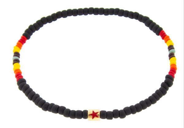 luis morais Red Star Short Roll Tribal Beaded Bracelet