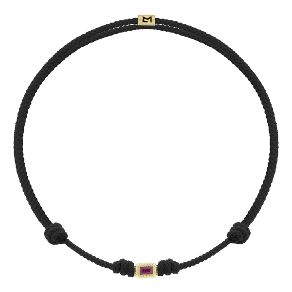 Luis Morais Ruby Baguette Corrugated Ingot On Cord Bracelet