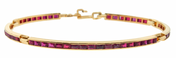 luis morais Ruby Baguette Gold Long Link ID Bracelet
