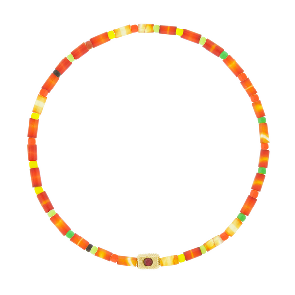 luis morais Ruby Corrugated Ingot on Beaded Bracelet