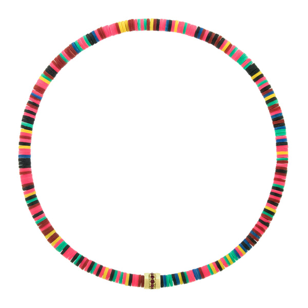 luis morais Ruby Short Roll on Multi Vinyl Beaded Bracelet