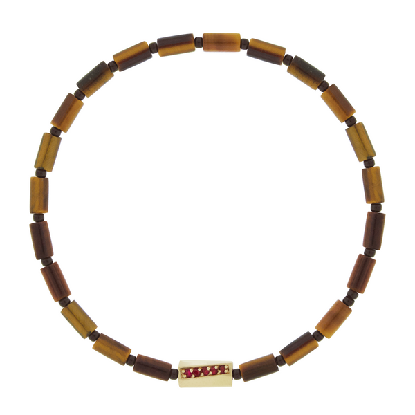 luis morais Ruby Twisted Hexagon on Tiger's Eye Bracelet