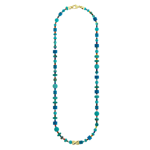 luis morais Sapphire Drill Bit with on Turquoise Bead Necklace