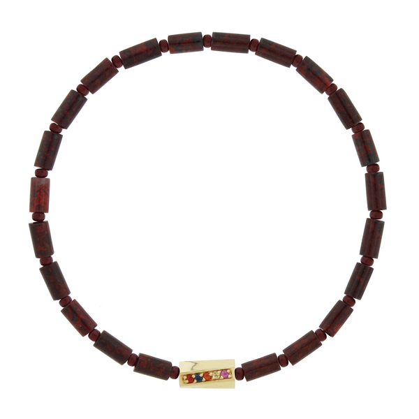 luis morais Sapphire Twisted Hexagon on Red Jasper Bracelet