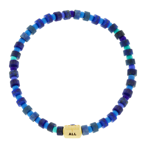 Luis Morais SEE ALL Eye Ingot With Marquise Blue Sapphire On Bead Bracelet