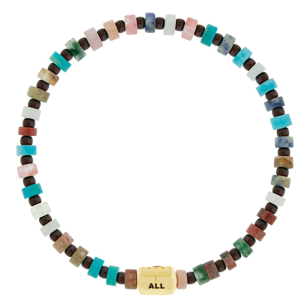 Luis Morais SEE ALL Eye Ingot With Marquise Pink Sapphire On Bead Bracelet