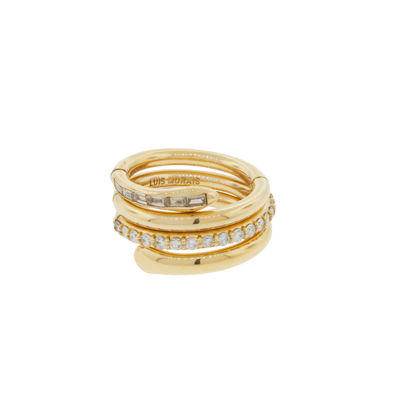 Luis Morais Serpentine Ring With Round And Baguette TLC Diamonds