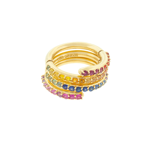 luis morais Serpentine Ring with Round Rainbow Sapphires