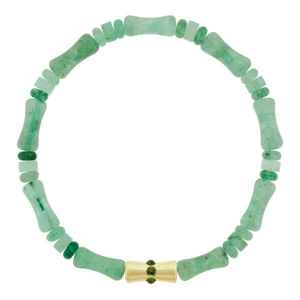 luis morais Sheath Bamboo Tube with Citrine on Aventurine Bead Bracelet