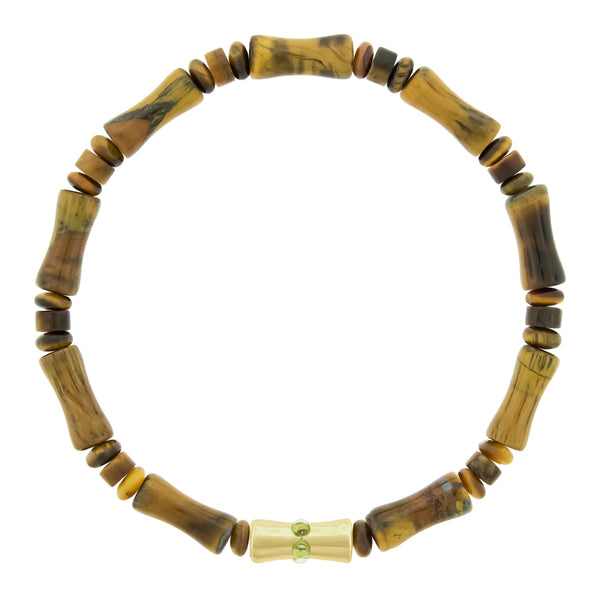 luis morais Sheath Bamboo Tube with Citrine on Tiger's Eye Bead Bracelet