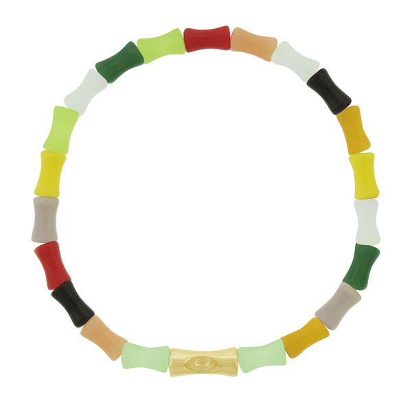 luis morais Sheath Tube with Recessed Eye Symbol on Glass Bead Bracelet