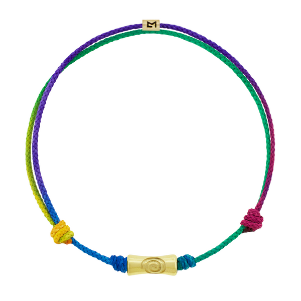 luis morais Sheath Tube with Recessed Spiral Symbol on Cord Bracelet