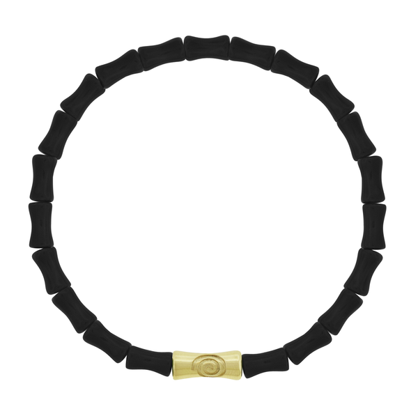 luis morais Sheath Tube with Recessed Spiral Symbol on Glass Bead Bracelet