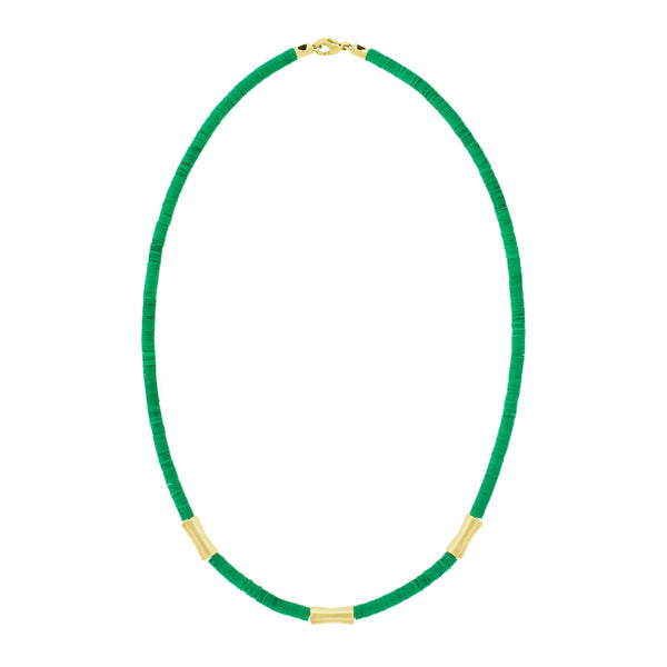 luis morais Sheath Tubes on Green Vinyl Bead Necklace