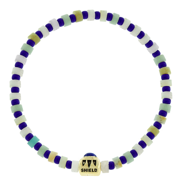 Luis Morais SHIELD ME Ingot With Lapis Hexagon On Amazonite Bead Bracelet