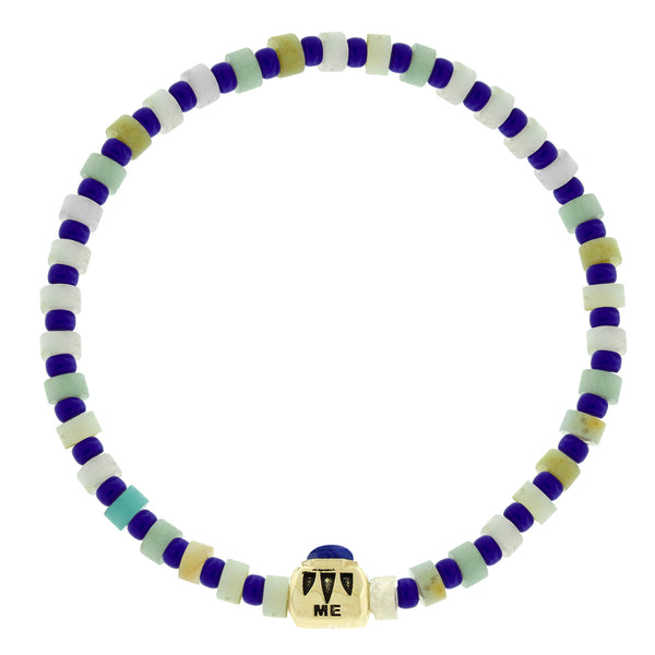 Luis Morais SHIELD ME Ingot With Lapis Hexagon On Amazonite Bead Bracelet