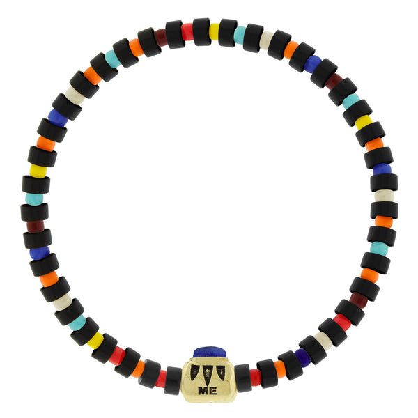 Luis Morais SHIELD ME Ingot With Lapis Hexagon On Beaded Bracelet