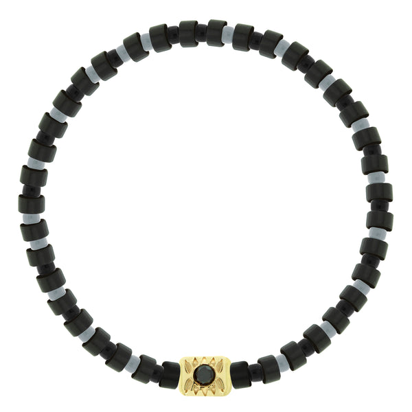 luis morais SHINE ON Eye Ingot with Black Diamond on Bead Bracelet