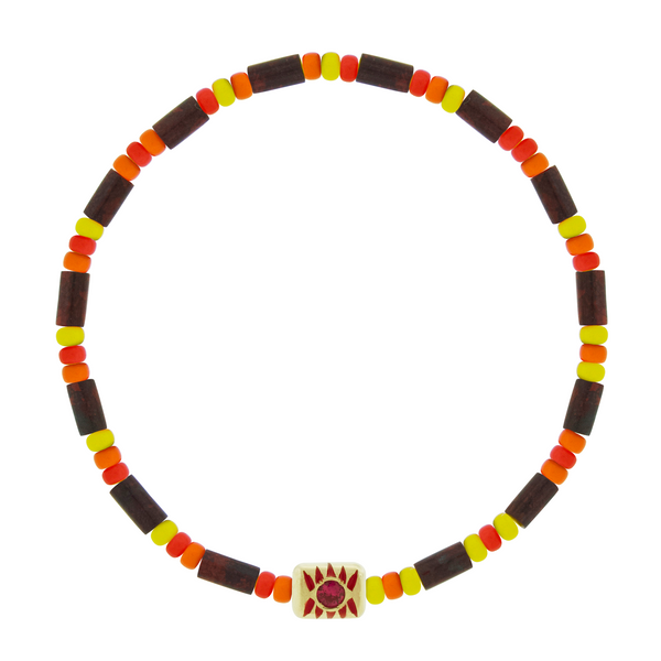 Luis Morais SHINE ON Ingot With Ruby On Beaded Bracelet