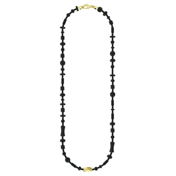 luis morais Short Drill on Black Agate Bead Necklace