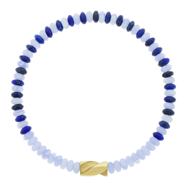 luis morais Short Gold Drill Bit on Chalcedony Mix Bracelet