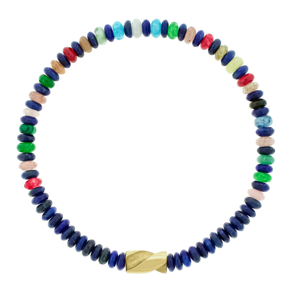 luis morais Short Gold Drill Bit on Lapis Mix Bracelet
