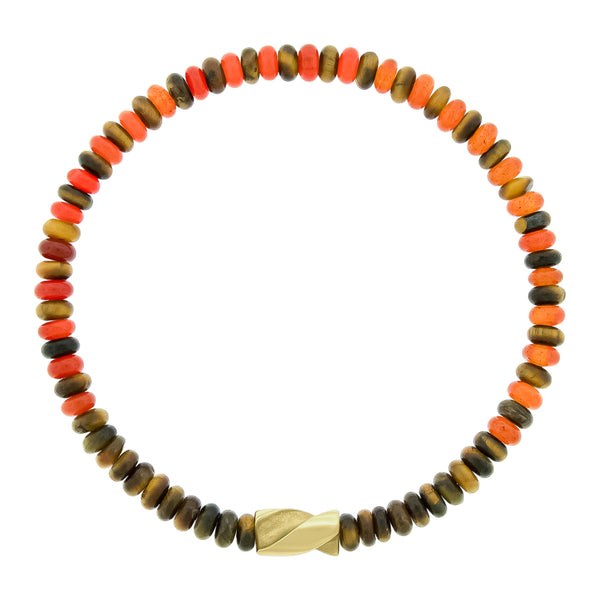 luis morais Short Gold Drill Bit on Tiger's Eye Mix Bracelet