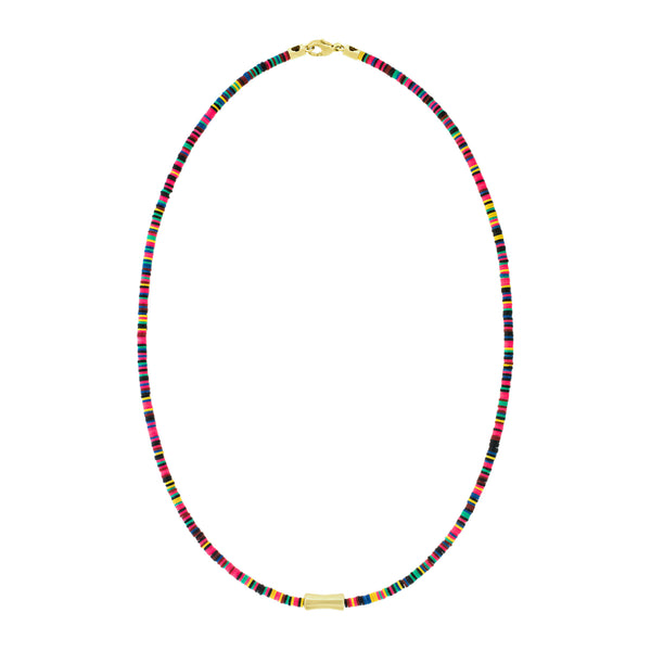 luis morais Single Sheath Tube on Multicolor Vinyl Bead Necklace