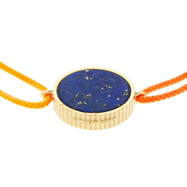 Luis Morais Skull Medallion With Blue Sapphires And Lapis On Yellow Ombre Cord Bracelet