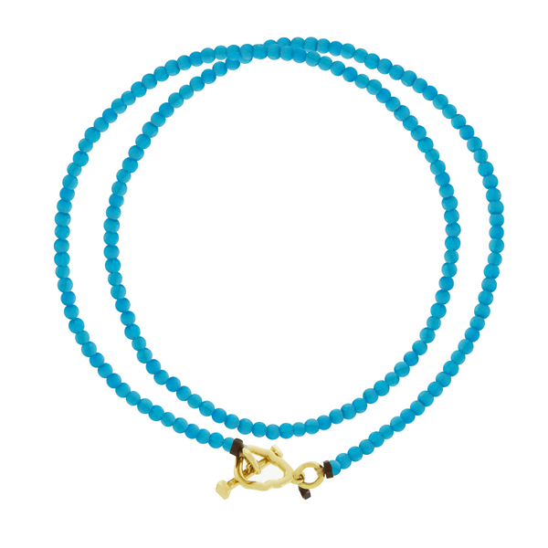 luis morais Skull Toggle Blue Double-Wrap Bead Bracelet