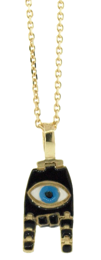 Luis Morais Small Articulated Black Enameled Hand Pendant Necklace