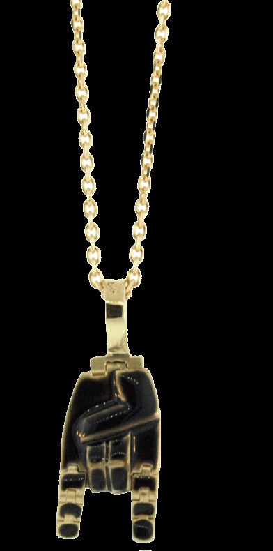Luis Morais Small Articulated Black Enameled Hand Pendant Necklace