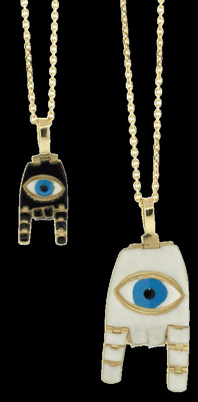 Luis Morais Small Articulated Black Enameled Hand Pendant Necklace