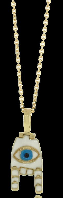 Luis Morais Small Articulated White Enameled Hand Pendant