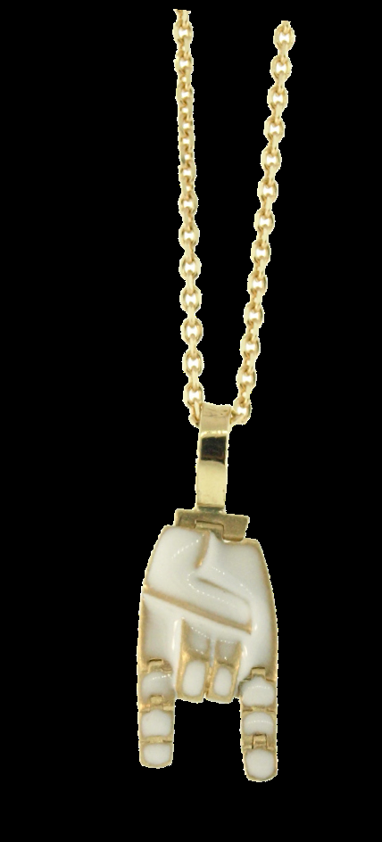 Luis Morais Small Articulated White Enameled Hand Pendant