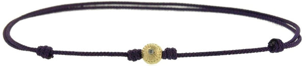 Luis Morais Small Gold Flower Ball With Diamond On A Cord Bracelet