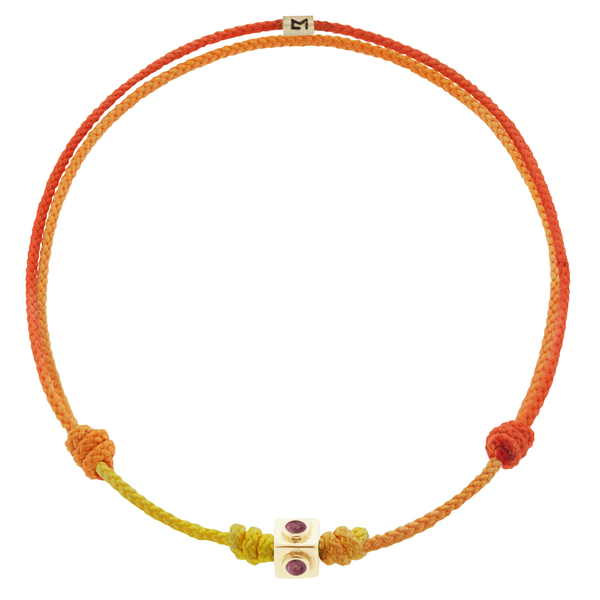 luis morais Small Gold Smokey Quartz Lego Cube on a Cord Bracelet