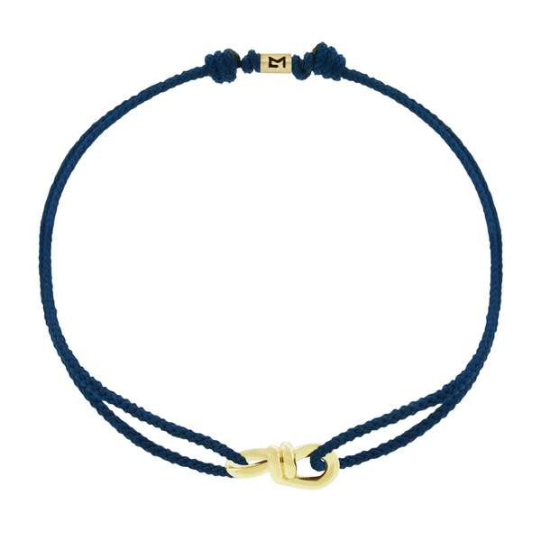 luis morais Small Twisted Gold Knot on Navy Cord Bracelet