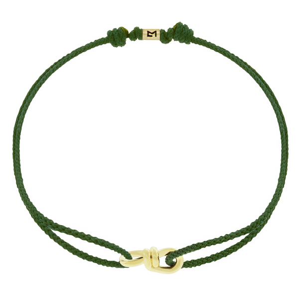 luis morais Small Twisted Gold Knot on Pine Cord Bracelet