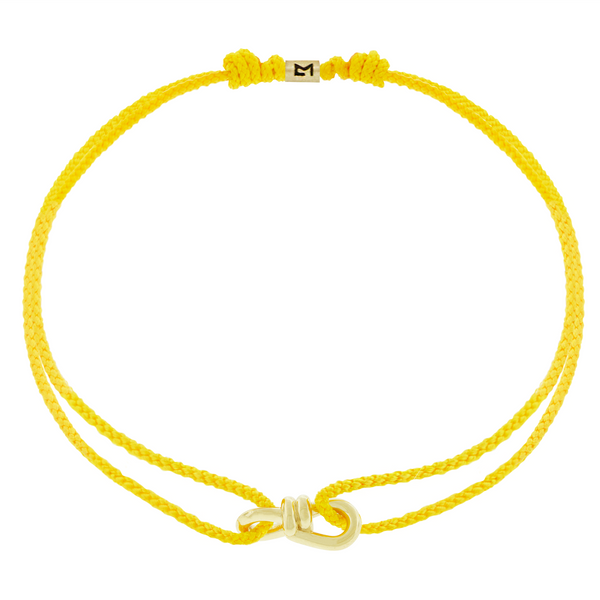 luis morais Small Twisted Gold Knot on Yellow Cord Bracelet