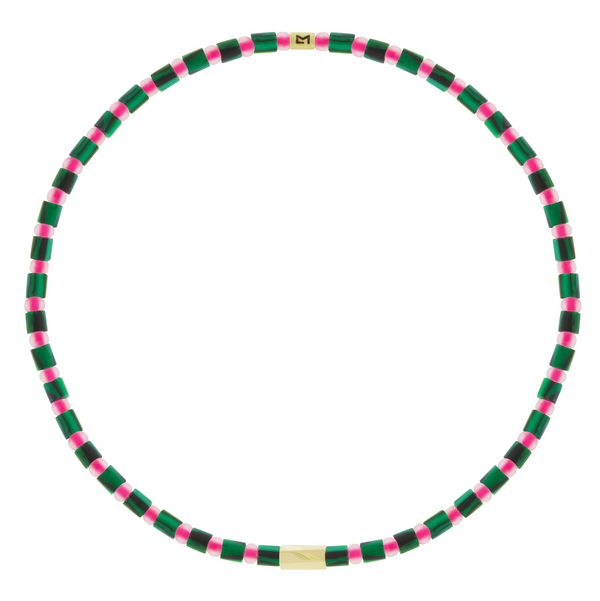 Luis Morais Small Twisted Hexagon On Gemstone & Glass Bead Bracelet