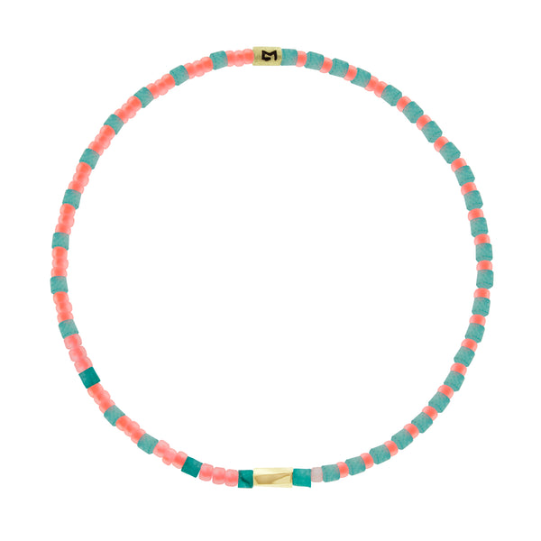 Luis Morais Small Twisted Hexagon On Gemstone & Glass Bead Bracelet