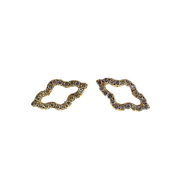 luis morais Small Yellow Gold P4 Stud With White Diamonds