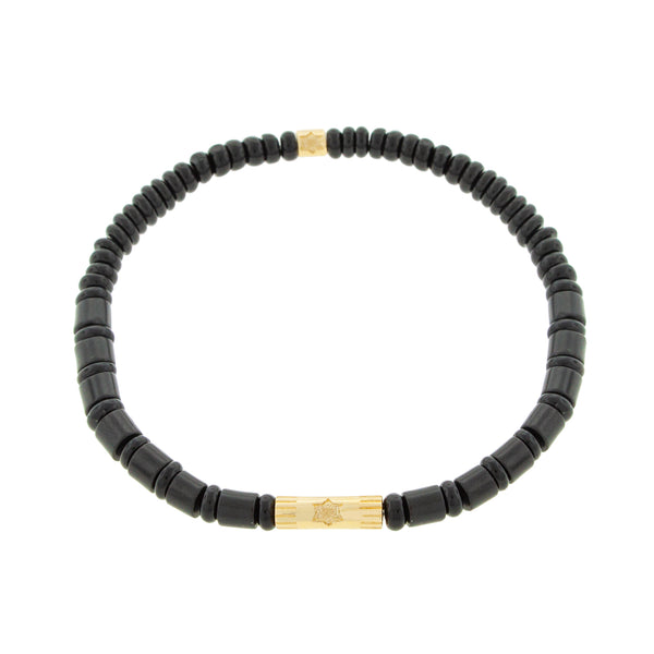 luis morais Star of David Slim Tube and Short Roll Beaded Bracelet