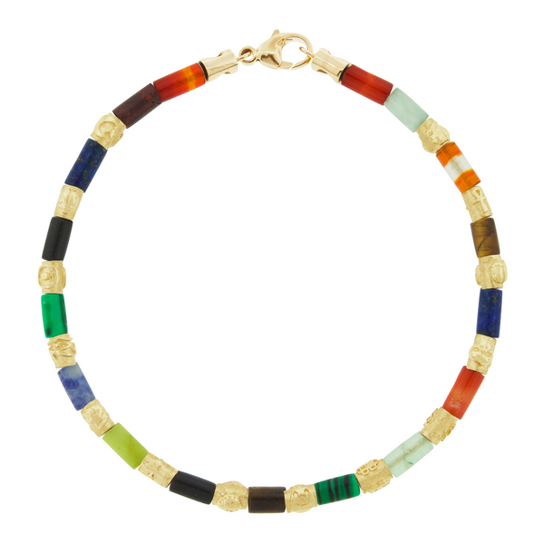 luis morais Symbol Spacers Gemstone Bead Bracelet with Clasp