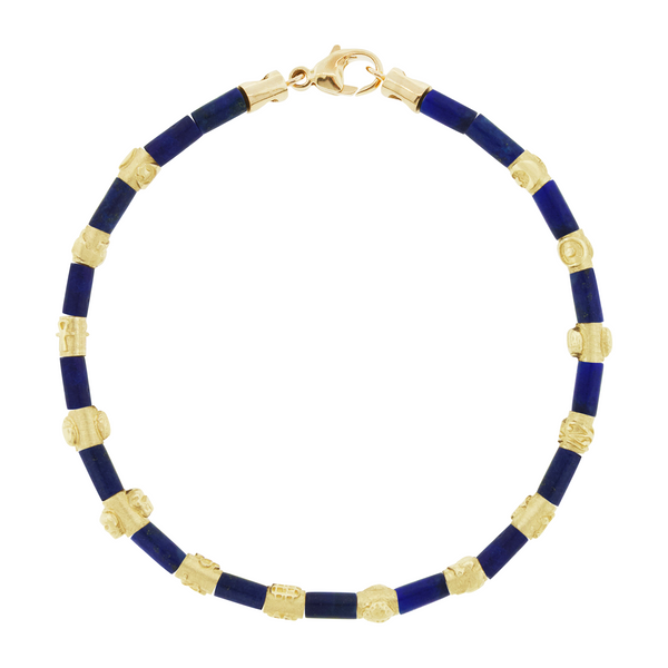 luis morais Symbol Spacers Lapis Bead Bracelet with Clasp