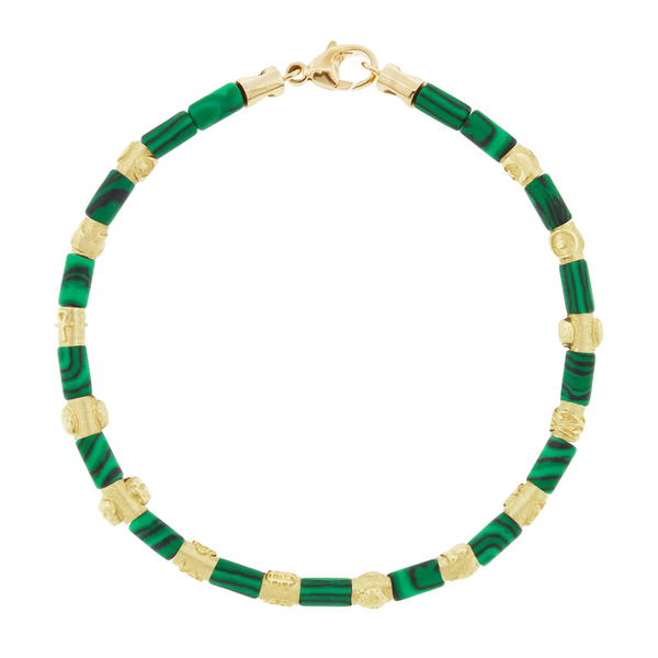 luis morais Symbol Spacers Malachite Bead Bracelet with Clasp