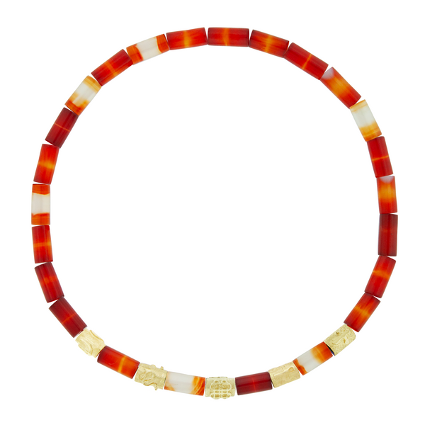luis morais Symbol Spacers on Carnelian Bead Bracelet