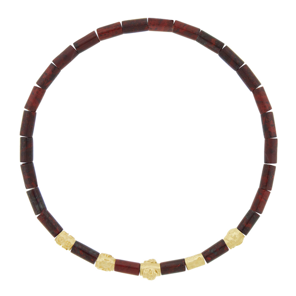 luis morais Symbol Spacers on Red Jasper Bead Bracelet